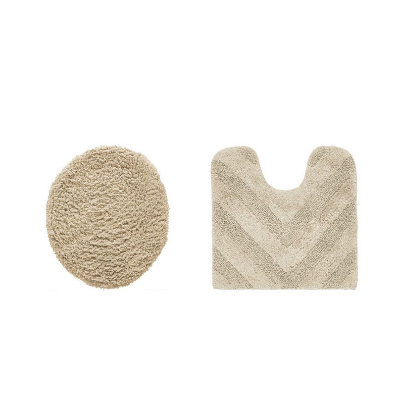 Annaclara Premium 100% Cotton 1990 GSM 2-Piece Tufted Chevron Bath Rug Set with Non-Slip Spray Latex Backing, OEKO-TEX® Certified, Super Absorbent and Machine Washable, Sand