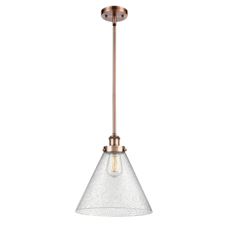 Luminaire suspendu conique à 1 lumière Gelinas, Grainé, Ampoule non incluse, Cuivre antique