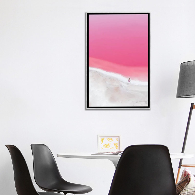 Reproduction d’art, "l’humeur rose en Hutt Lagoon I" par Hobopeeba, Toile avec cadre argenté, H 40 po x l 26 po x P 1,5 po