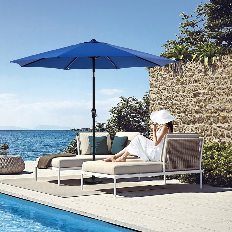 Parasol d'extérieur pour l'extérieur avec bouton poussoir et manivelle