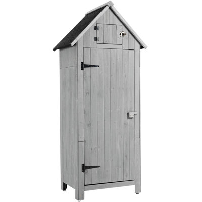 Remise de rangement extérieure en bois avec porte simple et tablettes intérieures