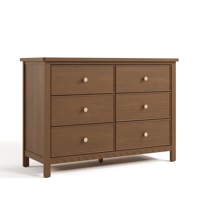Sasha 6 Drawer Double Dresser, Hazelnut