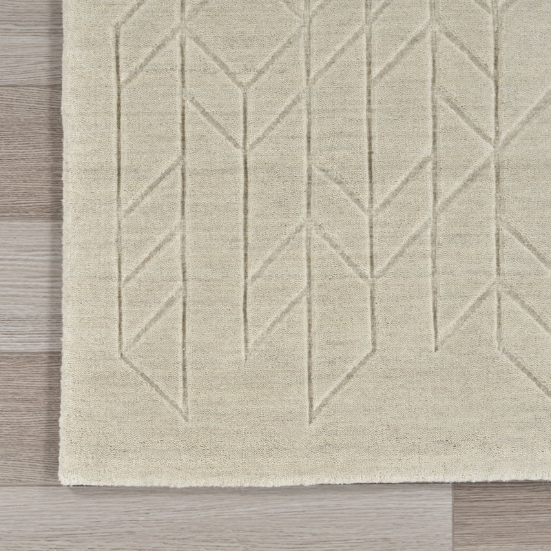 Mihira Geometric Wool Hand Woven Area Rug, Rectangle 61 x 91cm