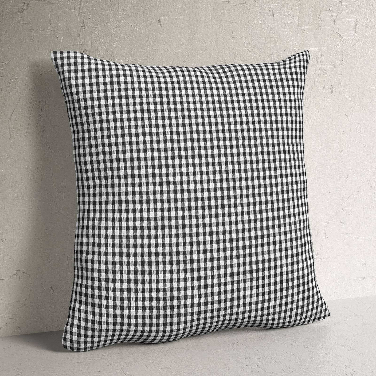 Henriette Plaid Cotton Throw Pillow, Black, 24" H x 24" W