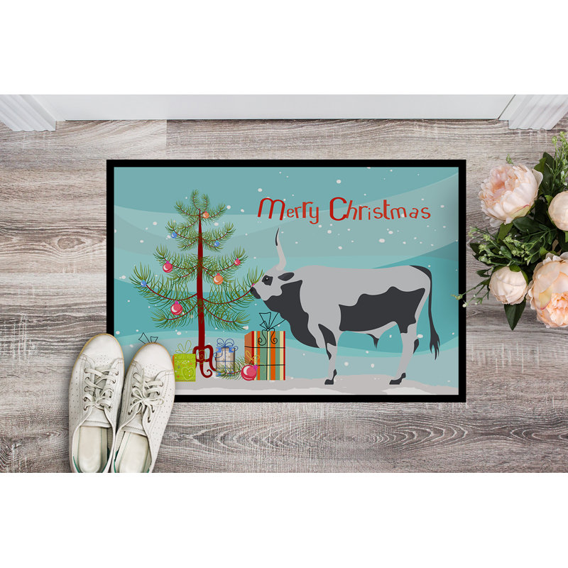 Kira Non-Slip Christmas Outdoor Doormat, Rectangle 1'6 x 2'3"