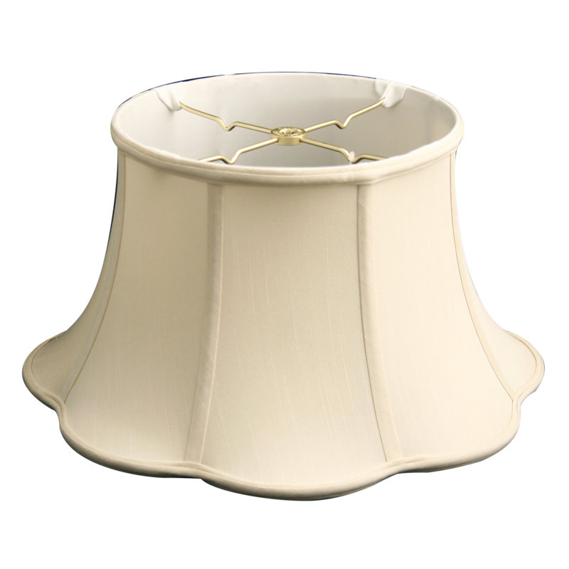 Abat-jour cloche en soie / shantung (araignée), Beige, H 8 po x l 15 po x P 15 po