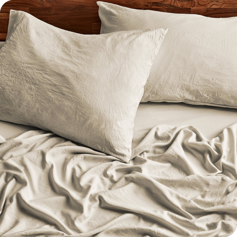 Washed Ultra-soft Microfiber Sheet Set, Fog, Queen Sheet Set with 2 Pillowcases