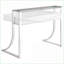 Bureaux, bureau d'écriture moderne à 2 tiroirs avec huche en verre, l 48 po x P 23,5 po x H 36 po | Blanc brillant | Bois aggloméré + métal