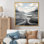 Blanc et noir, ligne abstraite paysage de montagne II - fruits, art mural
