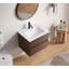 Meuble-lavabo mural noir brun - facile à assembler avec des panneaux numérotés, un tiroir à fermeture en douceur, une finition résistante aux égratignures pour un rangement moderne dans la salle de bain sans lavabo-121100449
