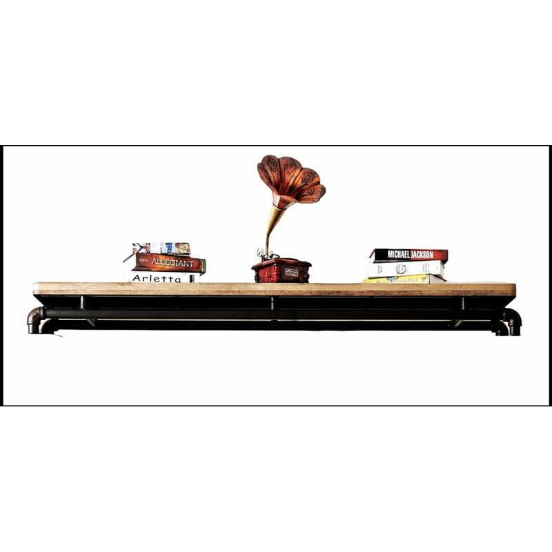 Industrial Style TV Console with Bridge Pipe Frame, Metal and Wood Structure for Modern and Rustic Decor