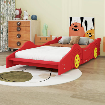 Lit plateforme en forme de voiture avec roulettes