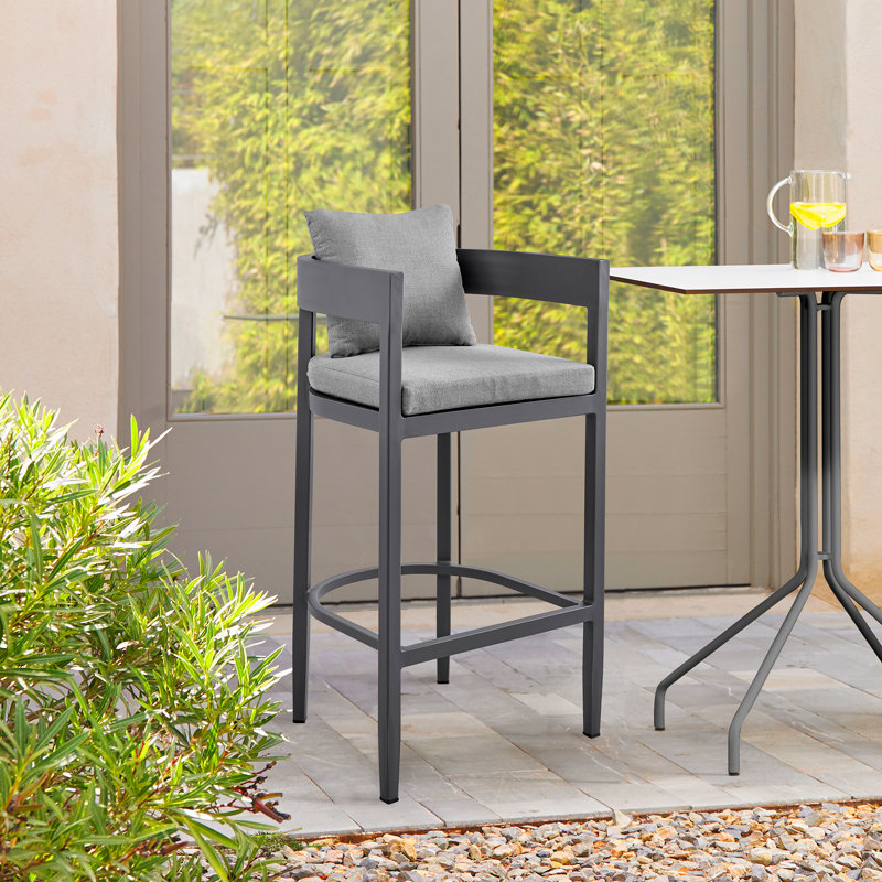 Chave Aluminum Outdoor Stool with Cushion