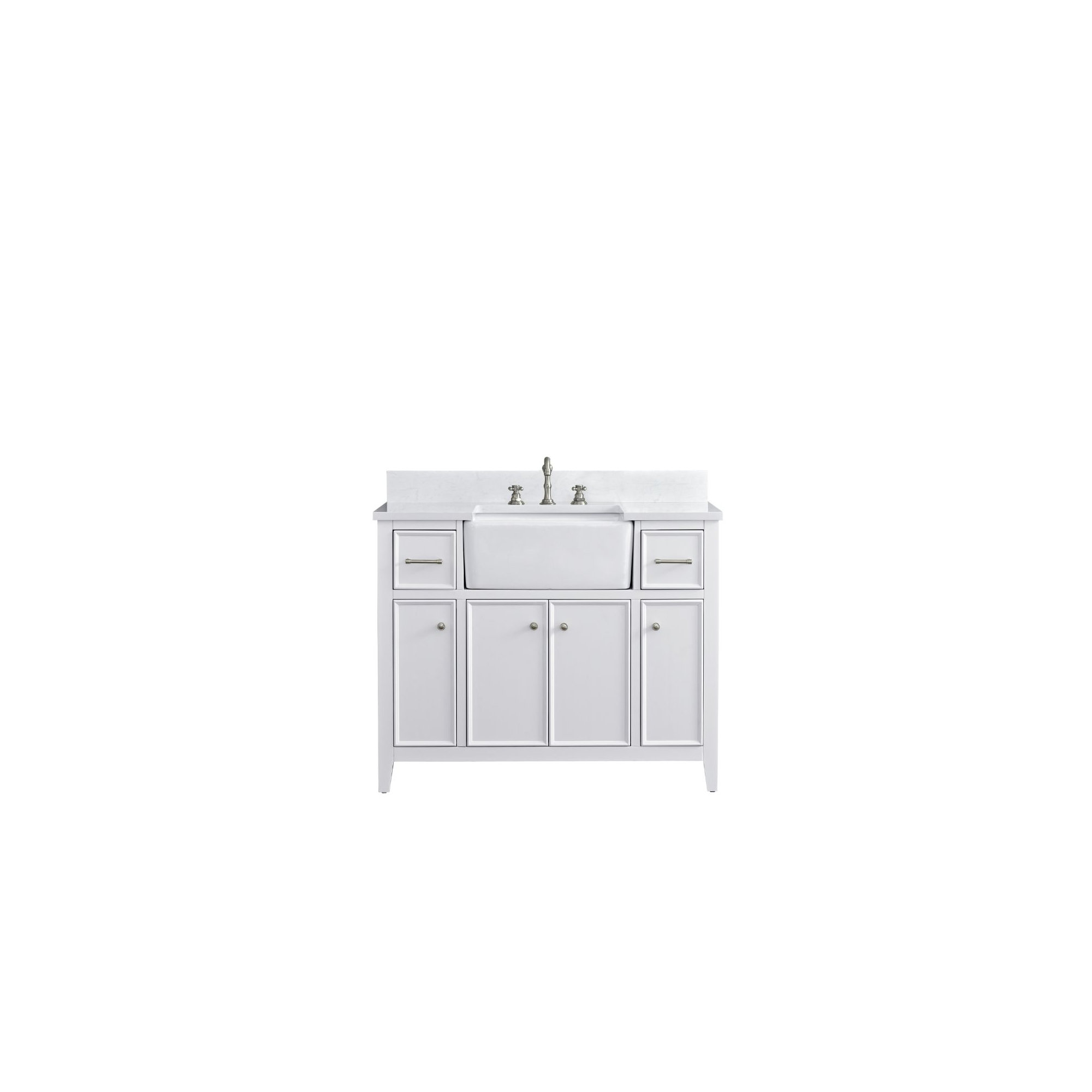 Aisa 42" Single Bathroom Vanity, White/Brushed Nickel