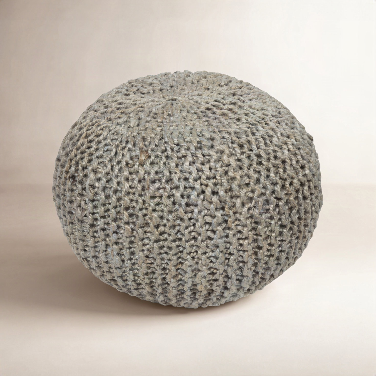 Marah 20" Pouffe, Light Gray Weave