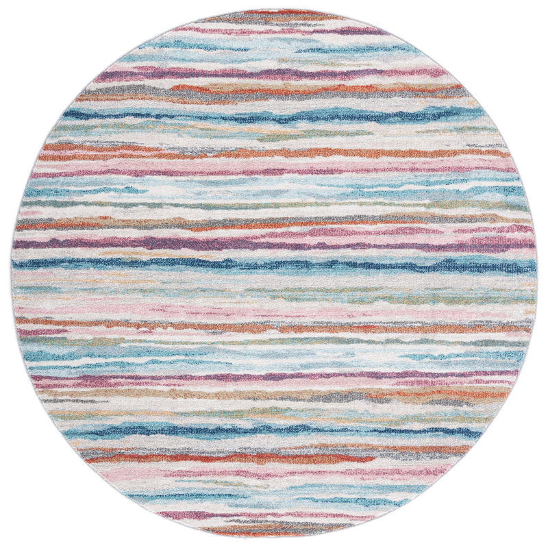 Jelliff Performance Striped Rug, Round 6'7"