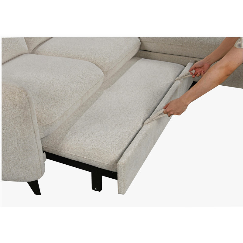 Canapé-lit modulaire avec canapé-lit et méridienne avec rangement 2 en 1 pour canapé de salon Canapé modulaire avec lit escamotable, beige