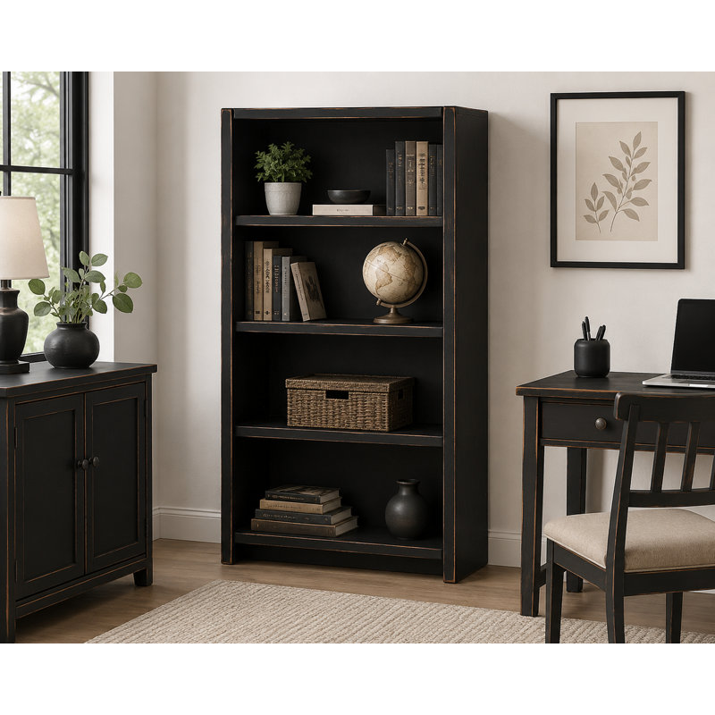 McKaylah Bookcase, Antique Black, (3 Shelf) 60” H x 32” W x 13” D