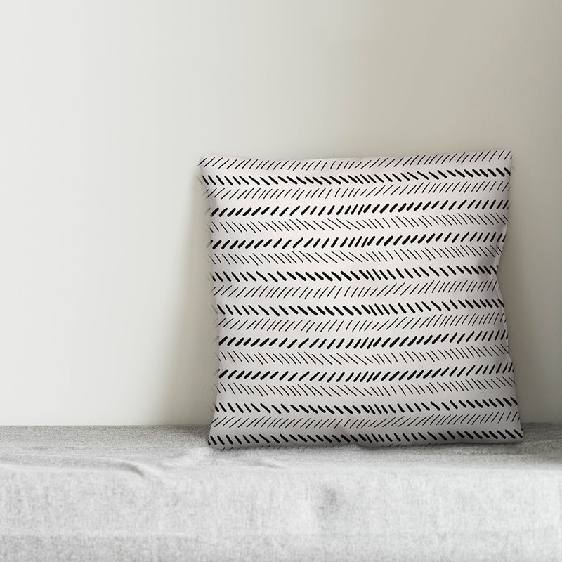 Chevron Throw Pillow, 18" x 18", White/Black Geometric 1