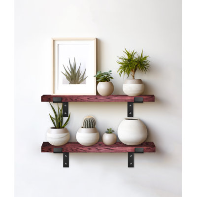 Thinia 2 Piece Oak Bracket Shelf
