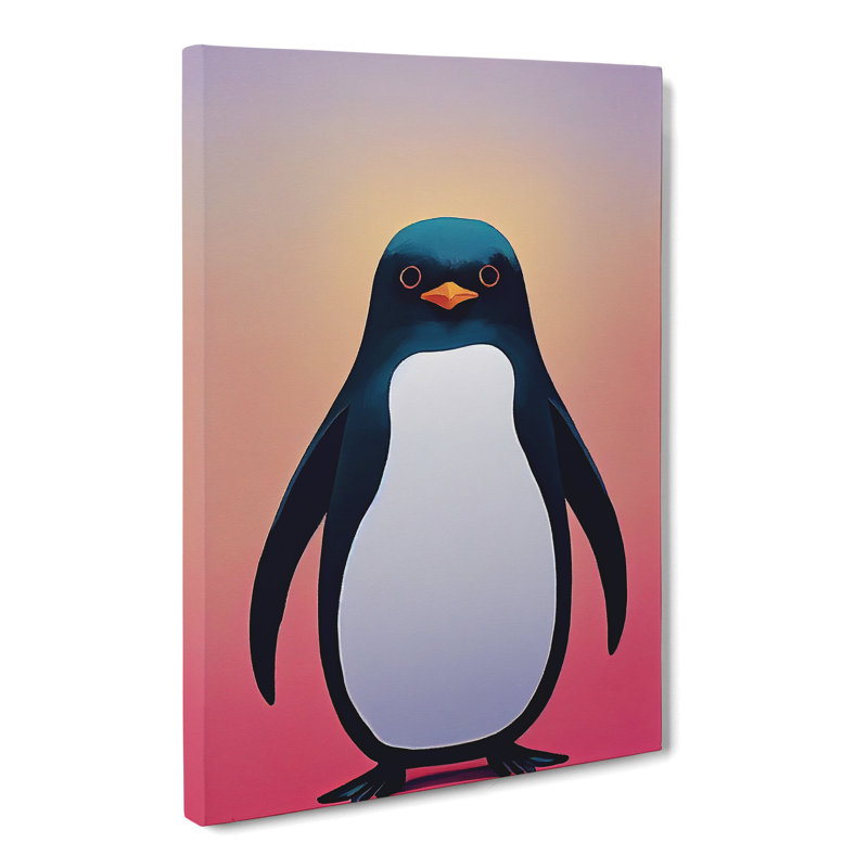 Briner Penguin Vaporwave - Wrapped Canvas, 50cm H x 35cm W x 3cm D