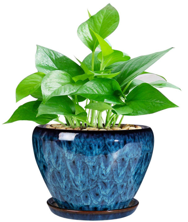 Pot à fleurs en céramique avec trou de drainage et pot de fleurs rond en céramique Modern Glaze