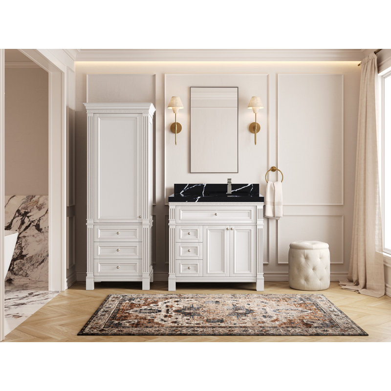 Paris 36 po X P 22 po De salle de bain Quartz, Noir Calacatta