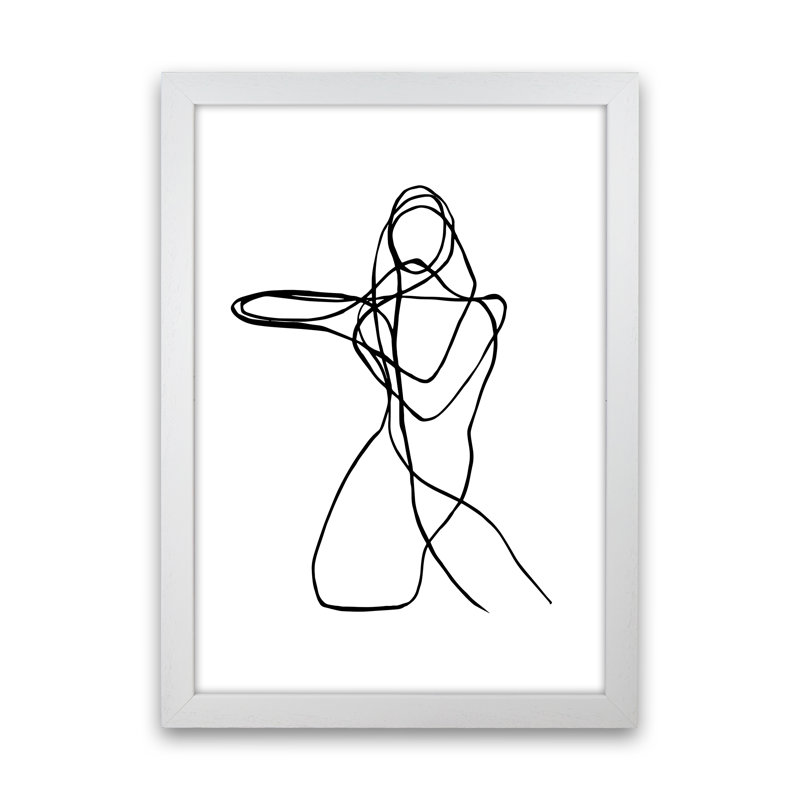 Tangled Lines Female4 1 Piece Wall Art, 63cm H x 46cm W x 3cm D, White Framed