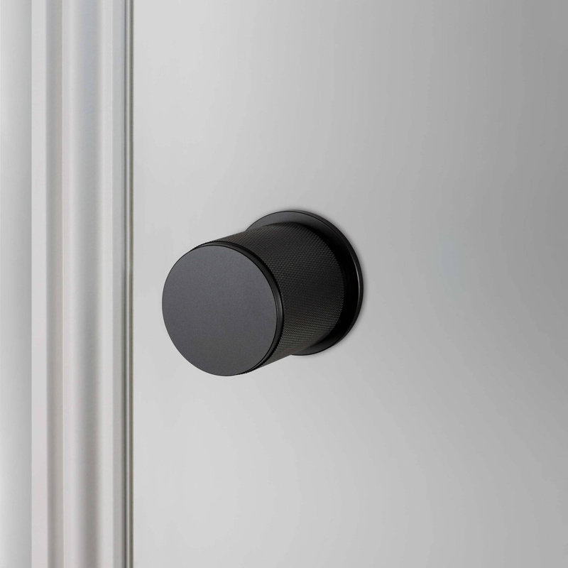 Cylindrical Knob with Round Rosette, Black