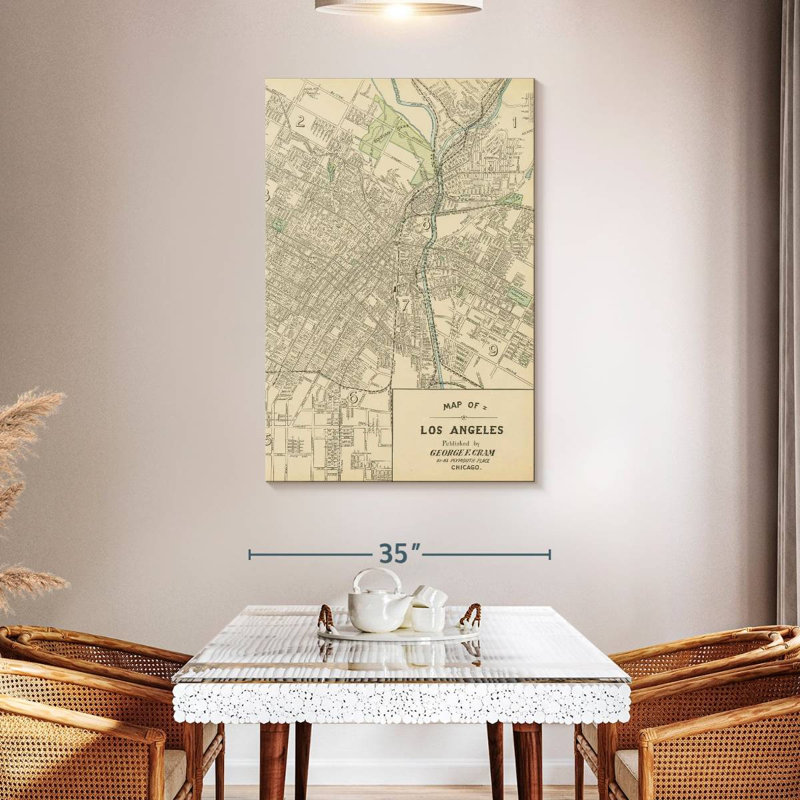 Carte de Los Angeles, H 48 po x l 32 po