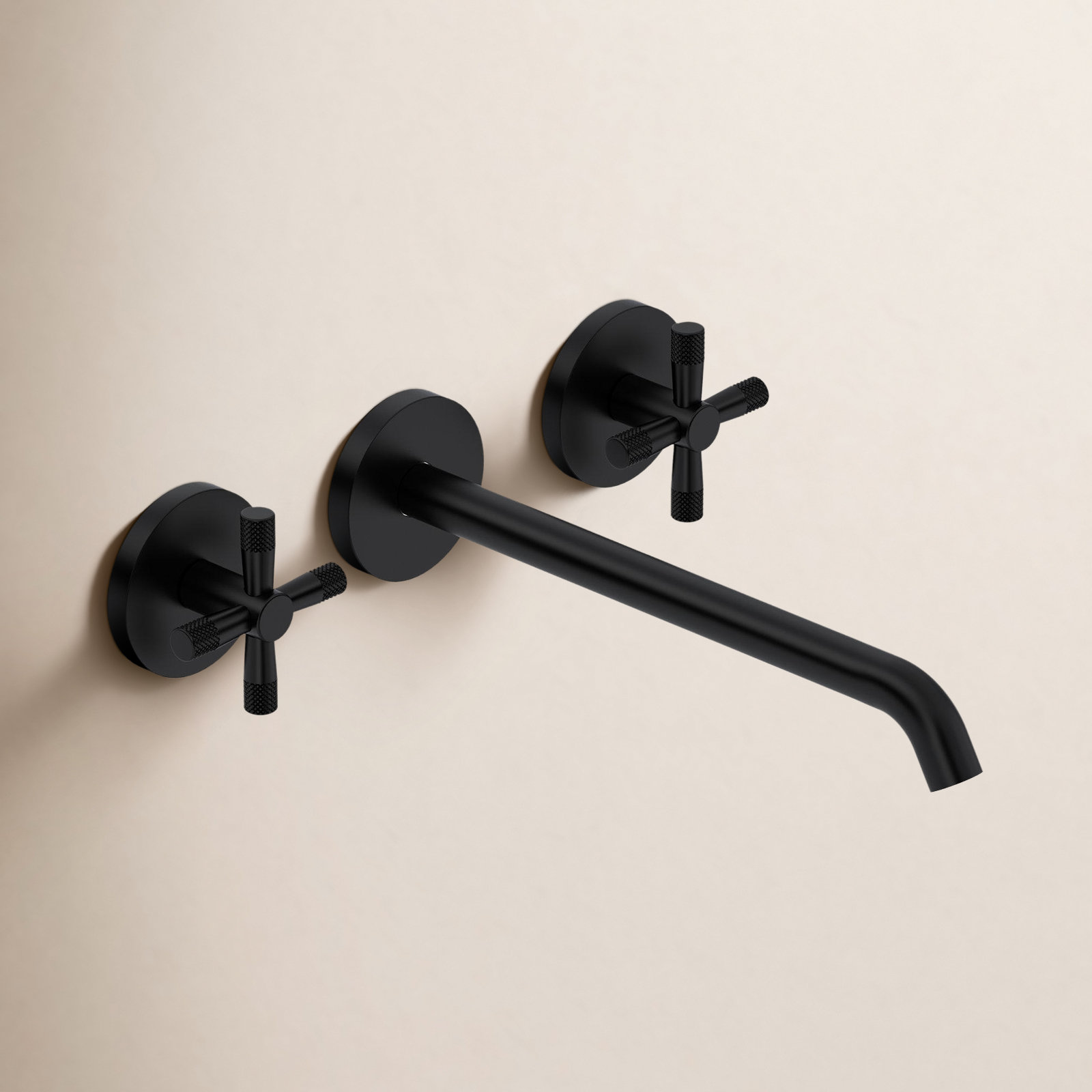 Terrell 2 Handle Wall Roman Tub Faucet, Matte Black