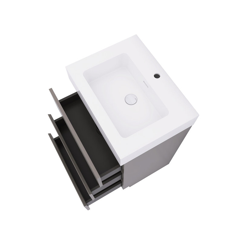 Meuble-lavabo autoportant de 24 po 24 po, Gris, Blanc