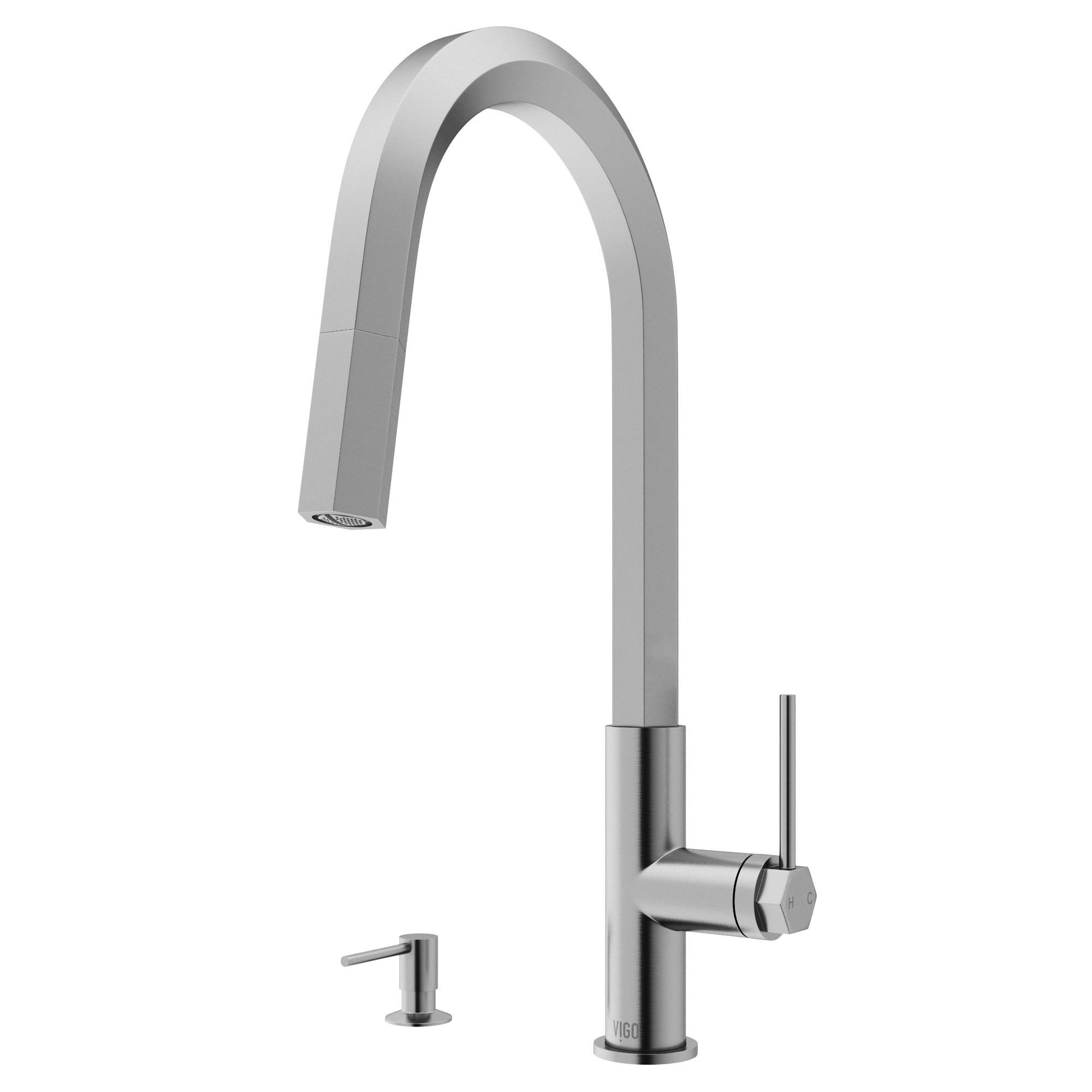 Hart 18" H 1-handle Pull-Down Kitchen Faucet and Soap Dispenser, Stainless Steel