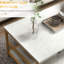 Tables de salon, surface en faux marbre et acier, blanc, table basse attrayante, finition blanche, 2
