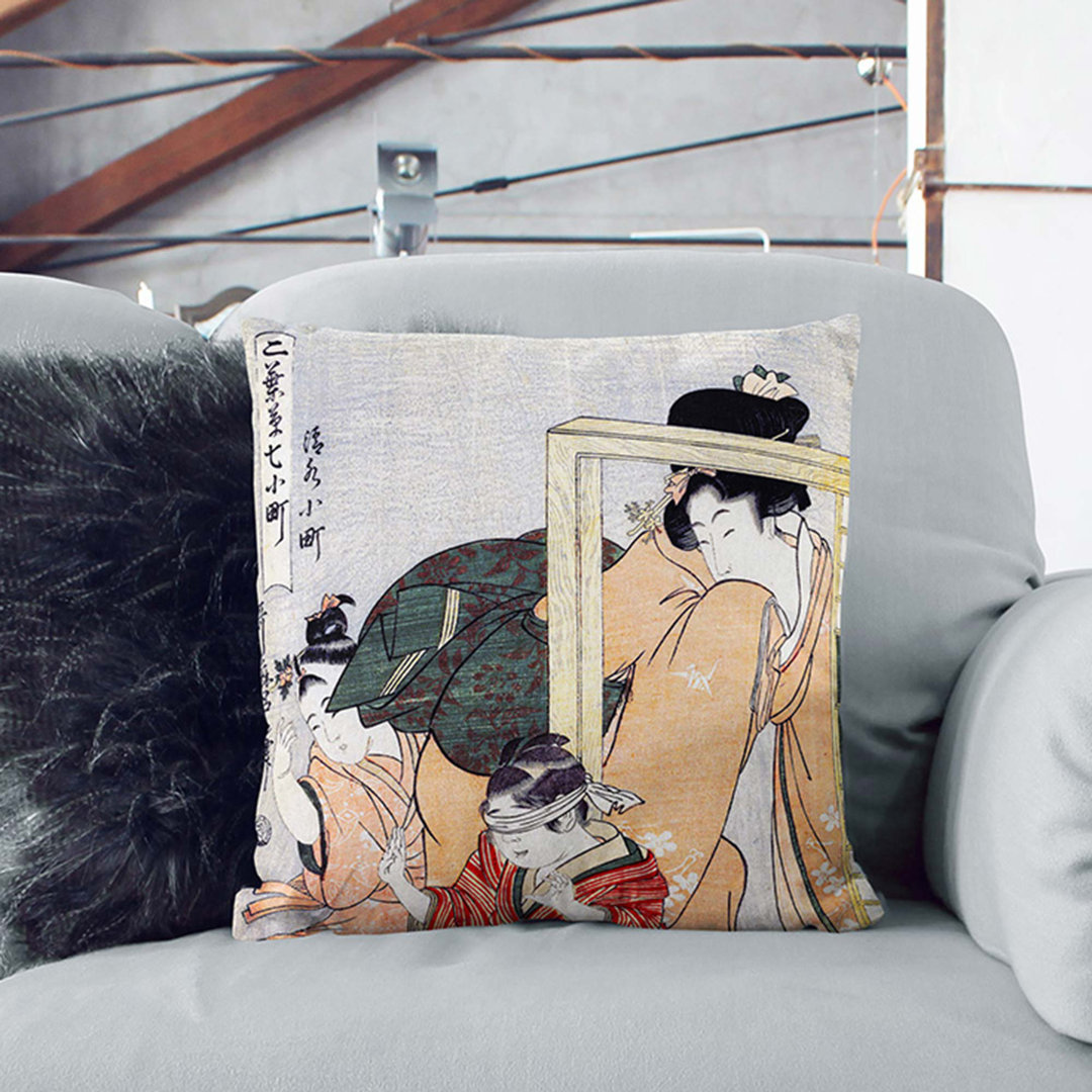 Kiyomizu Komachi by Kitagawa Utamaro Cushion with Filling