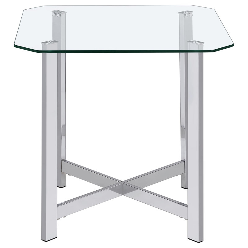 Table de bout en verre chromé