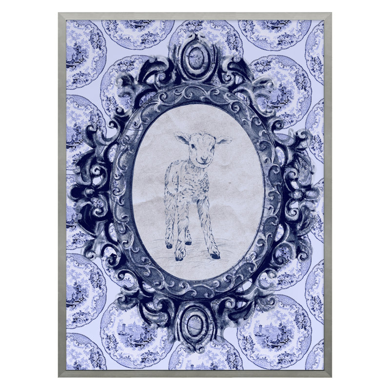Toile Lamb Print by THE Studio, Silver Framed, 36" H x 27" W