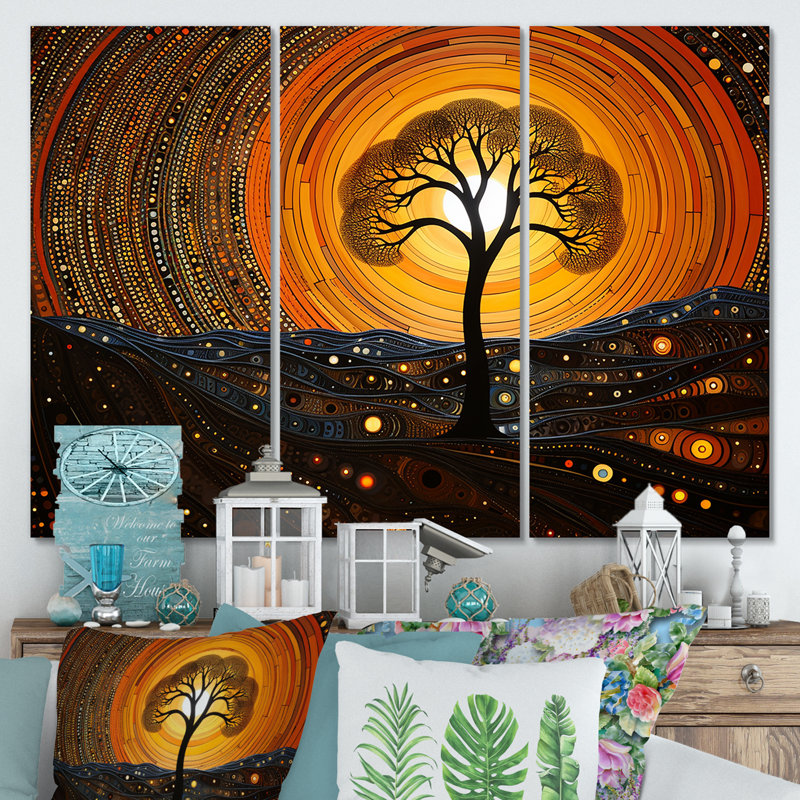 Arbre d'acacia africain dans le désert II - Art mural africain, Toile tendue, H 32 po x l 48 po x P 1 po