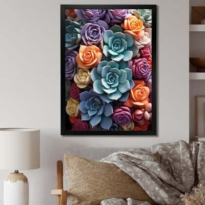 «Talum Blue Yellow Succulents Delight», reproduction sur toile
