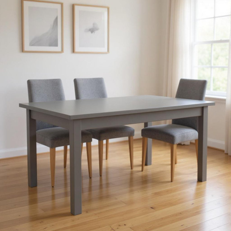  60" Gray Solid Wood Dining Table, 30"H x 60"L x 27"W, Gray