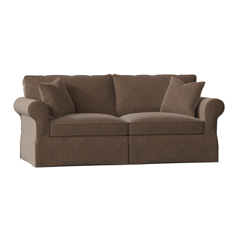 Lit-couchette à accoudoirs arrondis avec coussins réversibles de 84 po Kingsbridge, Gris anthracite Crafty, Moka Boulderdash