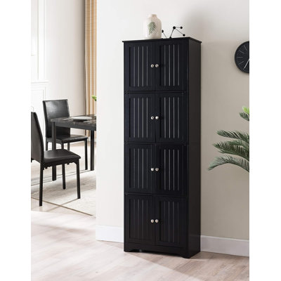 4-Tier 68" Kitchen Pantry Storage Cabinet With 8 Doors, Black