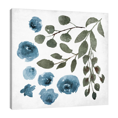 «Blue Wash Floral 4» par Milli Villa - impression sur toile tendue