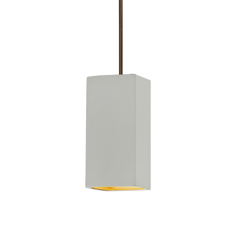 Luminaire suspendu carré 1 lumière Radiance, Étain martelé, Laiton antique