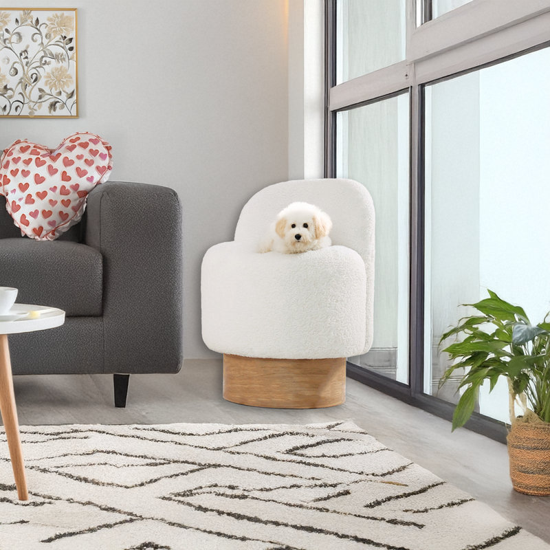 Round Orthopedic Sponge Ottoman With Wooden Legs