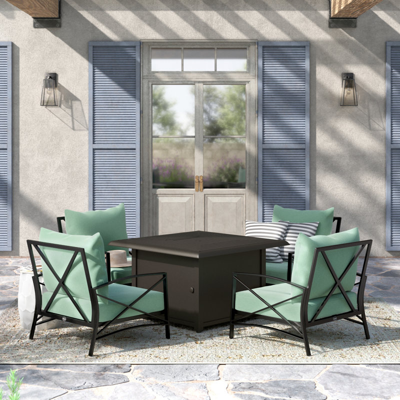 Arleon 4 - Person Patio Conversation Set with Cushions, Mist