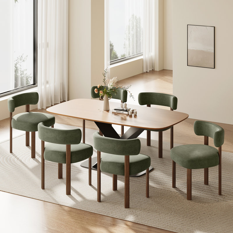 Chaise d'appoint rembourrée en bois massif, Vert