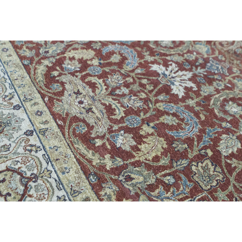 Tapis rouille et beige noué à la main de haute qualité