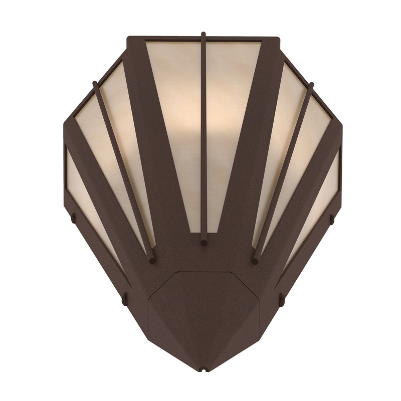 1 - Light Flush Mounted Sconce, Café Noir, Glass, Beige