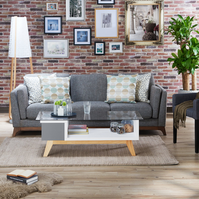 Alijah Coffee Table with Storage, Grey